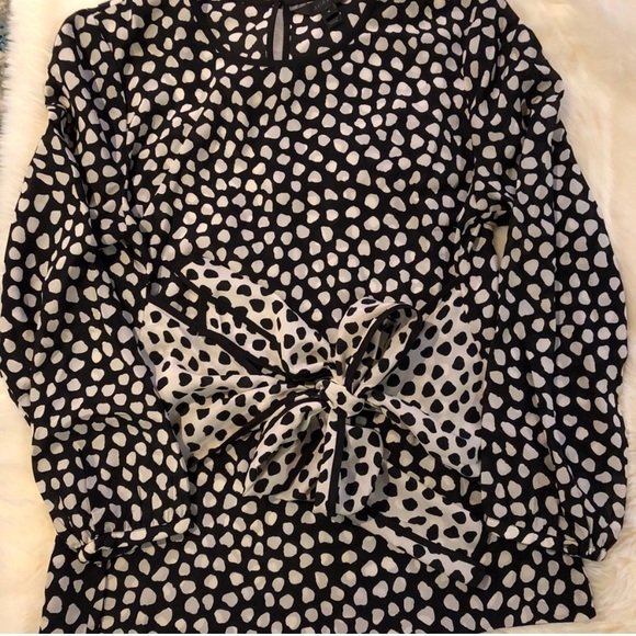 J. Crew Silk Pebbled Polka Dot Tie Blouse - Picture 2 of 3